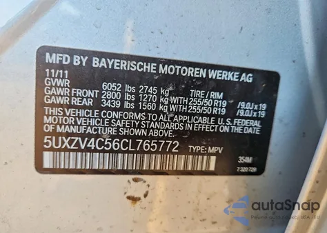 2012 BMW X5 xDrive35I from USA, damaged, VIN 5UXZV4C56CL765772